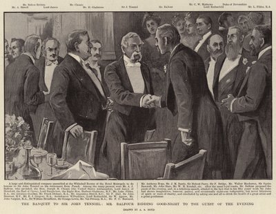 ジョンテニエル卿の晩餐会、バルフォー氏は夕方のゲストにグッドナイトを入札 作： Alexander Stuart Boyd